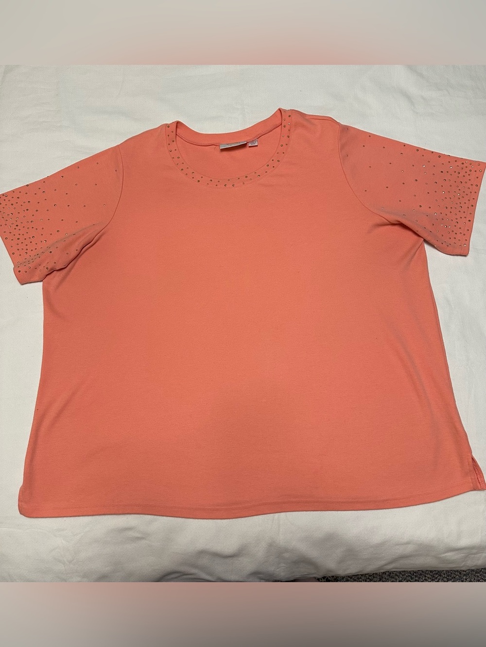 Quacker Factory Coral Stud-Accent Elbow Sleeve Top